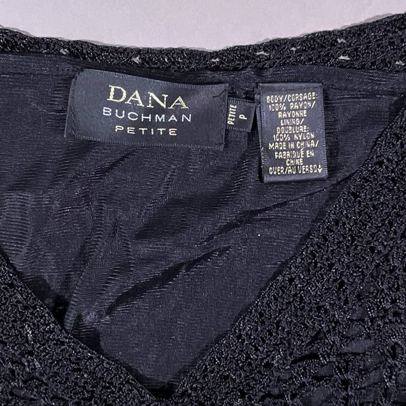 Dana Buchman Hand Crocheted Black Top‎ Size Petite - Picture 2 of 13
